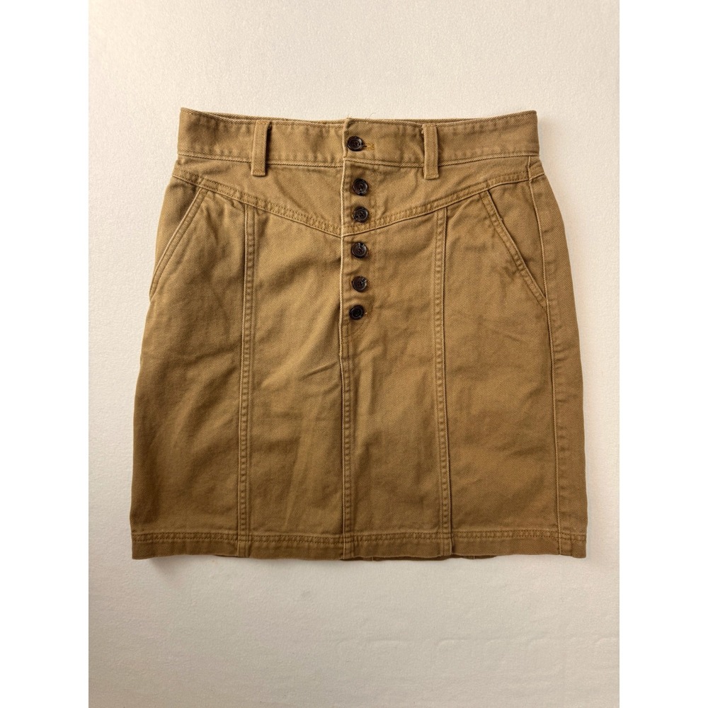 Banana‎ Republic Khaki Twill Button Front Mini Skirt Women's 4 Tall Utility